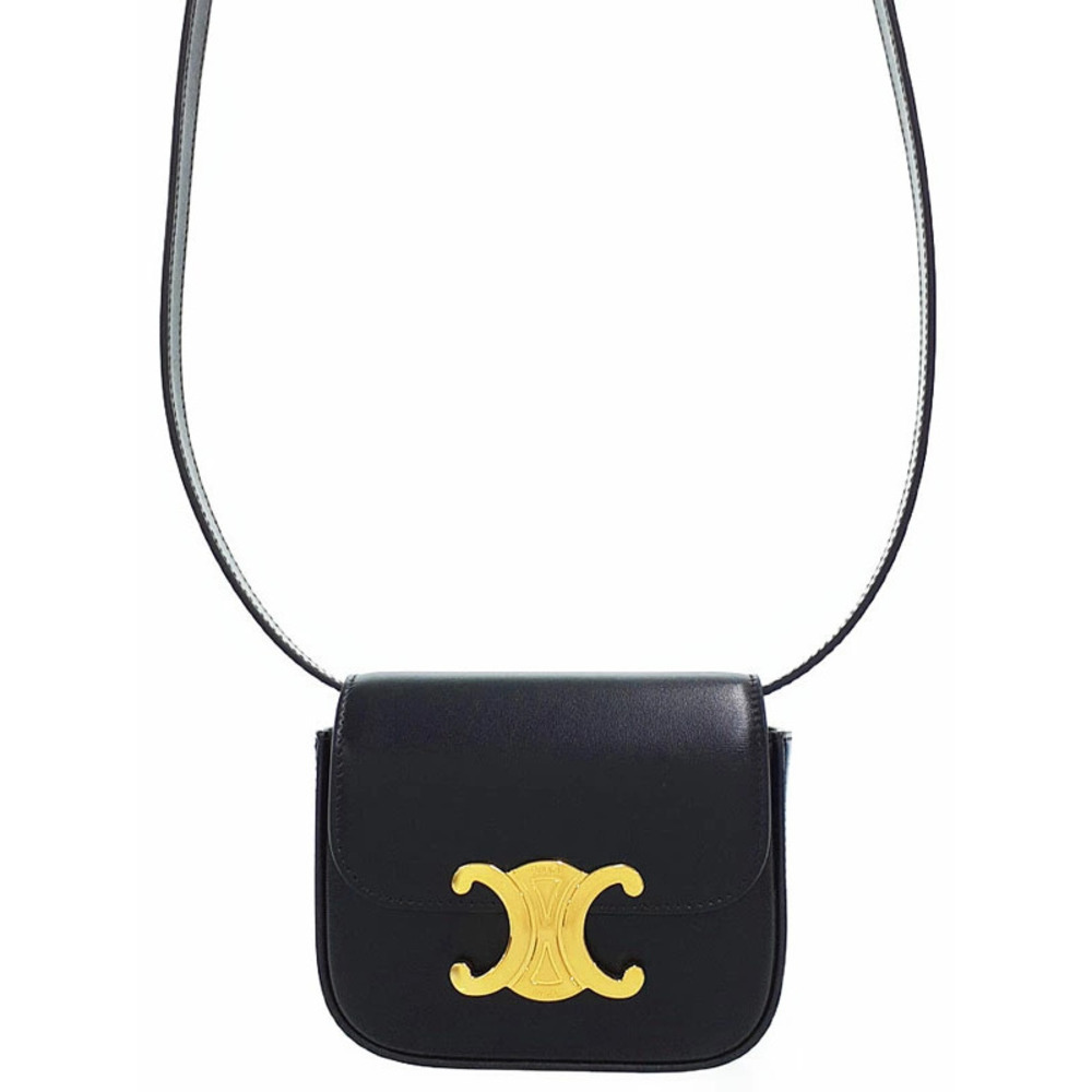 Celine Claude Crossbody bag shiny calfskin Black